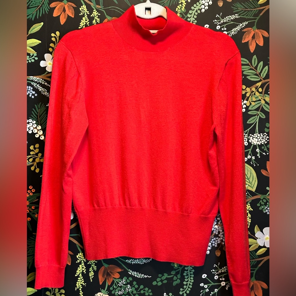 J. Crew Mockneck silk-blend sweater with ribbed trim Size Small Green